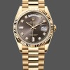 Super Clone Unisex's Rolex Day-Date 36mm Unisex-128238-Fluted Bezel-Dark Grey Dial Grey