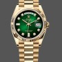 Super Clone Unisex's Rolex Day-Date 36mm Unisex-128238-Fluted Bezel-Green Diamond Dial Green
