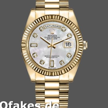 Super Clone Unisex's Rolex Day-Date 36mm Unisex-128238-Fluted Bezel-White MOP Dial MOP