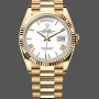 Super Clone Unisex's Rolex Day-Date 36mm Unisex-128238-Fluted Bezel-White Roman Dial White