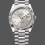 Super Clone Unisex's Rolex Day-Date 36mm Unisex-128239 0005-White Gold-Silver Index Dial Silver