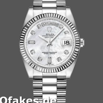Super Clone Unisex's Rolex Day-Date 36mm Unisex-128239-White Gold-Mother of Pearl Dial MOP
