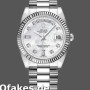 Super Clone Unisex's Rolex Day-Date 36mm Unisex-128239-White Gold-Mother of Pearl Dial MOP