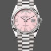 Super Clone Unisex's Rolex Day-Date 36mm Unisex-128239-White Gold-Pink Opal Dial Luxury