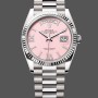 Super Clone Unisex's Rolex Day-Date 36mm Unisex-128239-White Gold-Pink Opal Dial Luxury