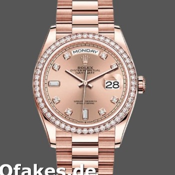 Super Clone Unisex's Rolex Day-Date 36mm Unisex-128345RBR-Champagne Rose Dial-Everose Gold Champagne Rose