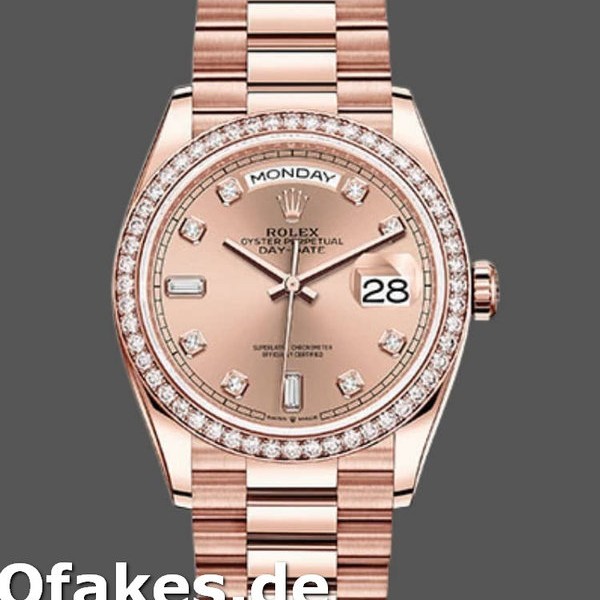 Super Clone Unisex's Rolex Day-Date 36mm Unisex-128345RBR-Champagne Rose Dial-Everose Gold Champagne Rose