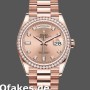 Super Clone Unisex's Rolex Day-Date 36mm Unisex-128345RBR-Champagne Rose Dial-Everose Gold Champagne Rose
