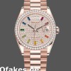 Super Clone Unisex's Rolex Day-Date 36mm Unisex-128345RBR-Diamond Paved Dial-Everose Gold Diamond Paved