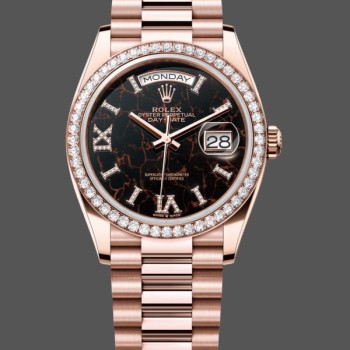 Super Clone Unisex's Rolex Day-Date 36mm Unisex-128345RBR-Eisenkiesel Dial-Everose Gold Eisenkiesel