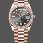 Super Clone Unisex's Rolex Day-Date 36mm Unisex-128345RBR-Slate Dial-Everose Gold Slate