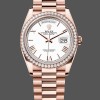 Super Clone Unisex's Rolex Day-Date 36mm Unisex-128345RBR-White Dial-Everose Gold White