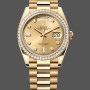 Super Clone Unisex's Rolex Day-Date 36mm Unisex-128348RBR-Champagne Diamond Dial-Yellow Gold Champagne
