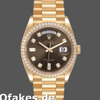 Super Clone Unisex's Rolex Day-Date 36mm Unisex-128348RBR-Dark Grey Dial-Yellow Gold Grey