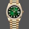 Super Clone Unisex's Rolex Day-Date 36mm Unisex-128348RBR-Green Ombre Diamond Dial-Yellow Gold Green Ombre