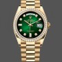 Super Clone Unisex's Rolex Day-Date 36mm Unisex-128348RBR-Green Ombre Diamond Dial-Yellow Gold Green Ombre