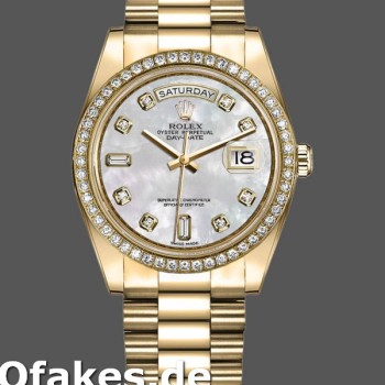Super Clone Unisex's Rolex Day-Date 36mm Unisex-128348RBR-MOP Dial-Yellow Gold MOP