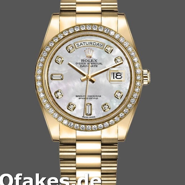 Super Clone Unisex's Rolex Day-Date 36mm Unisex-128348RBR-MOP Dial-Yellow Gold MOP