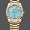 Super Clone Unisex's Rolex Day-Date 36mm Unisex-128348RBR-Turquoise Diamond Dial-Yellow Gold Turquoise