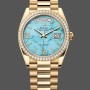 Super Clone Unisex's Rolex Day-Date 36mm Unisex-128348RBR-Turquoise Diamond Dial-Yellow Gold Turquoise