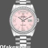 Super Clone Unisex's Rolex Day-Date 36mm Unisex-128349RBR-Pink Opal Dial-Diamond Bezel Pink