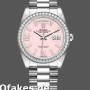 Super Clone Unisex's Rolex Day-Date 36mm Unisex-128349RBR-Pink Opal Dial-Diamond Bezel Pink