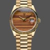 Super Clone Unisex's Rolex Day Date 36-m128398TBR 0035, Green Dial, Diamond‑Set Bezel, President Bracelet, Green Dial