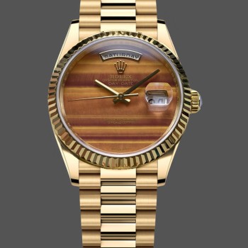 Super Clone Unisex's Rolex Day Date 36-m128398TBR 0035, Green Dial, Diamond‑Set Bezel, President Bracelet, Green Dial