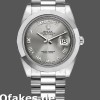 Super Clone Men's Rolex Day-Date-218206, 41mm, Platinum, Concentric Rhodium Grey Roman Numeral Dial, Men’s Grey