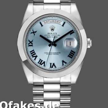 Super Clone Men's Rolex Day-Date-218206, 41mm, Ice Blue Dial, Platinum, Men’s Ice Blue