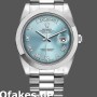 Super Clone Men's Rolex Day-Date-218206, 41mm, Ice Blue Roman Numeral Dial, Platinum, Men’s Ice Blue