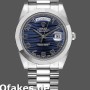 Super Clone Men's Rolex Day-Date-218206, 41mm, Platinum, Wave Pattern Blue Dial, Men’s Blue
