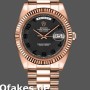 Super Clone Men's Rolex Day-Date-218235, 41mm, Rose Gold, Black Concentric Arabic Dial, Men’s Black