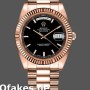 Super Clone Men's Rolex Day-Date-218235, 41mm, Rose Gold, Black Index Dial, Men’s Black