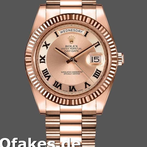 Super Clone Men's Rolex Day-Date-218235, 41mm, Rose Gold, Concentric Circle Champagne Dial, Men’s Champagne
