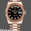 Super Clone Men's Rolex Day-Date-218235, 41mm, Rose Gold, Black Dial with Diamonds and Rubies, Men’s Black