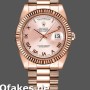 Super Clone Men's Rolex Day-Date-218235, 41mm, Pink Roman Numerals Dial, Rose Gold, Men’s Pink