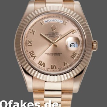 Super Clone Men's Rolex Day-Date-218235, 41mm, Rose Gold, Rose Roman Dial, Men’s Rose