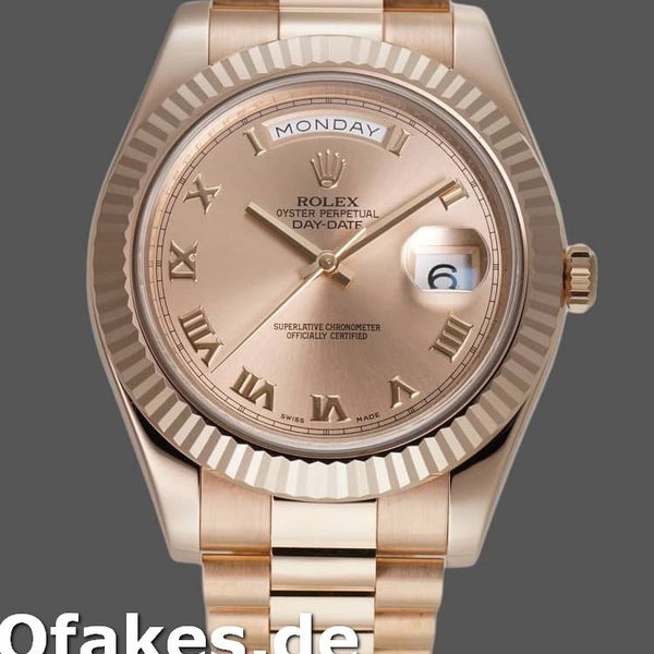 Super Clone Men's Rolex Day-Date-218235, 41mm, Rose Gold, Rose Roman Dial, Men’s Rose