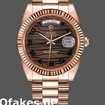 Super Clone Men's Rolex Day-Date-218235, 41mm, Rose Gold, Wave Bronze Dial, Men’s Wave Bronze