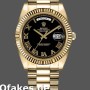 Super Clone Men's Rolex Day-Date-218238, 41mm, Yellow Gold, Black Roman Numeral Dial, Men’s Black