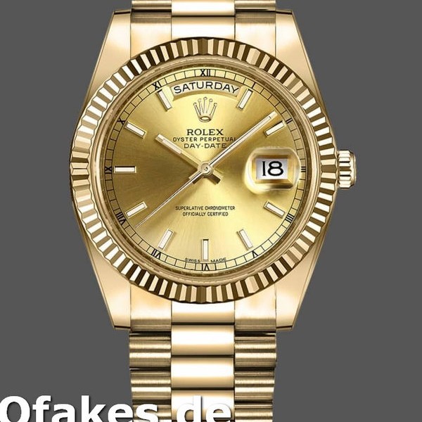 Super Clone Men's Rolex Day-Date-218238, 41mm, Yellow Gold, Champagne Index Dial, Men’s Champagne
