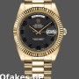 Super Clone Men's Rolex Day-Date-218238, 41mm, Yellow Gold, Concentric Circle Black Dial, Men’s Black