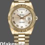 Super Clone Men's Rolex Day-Date-218238, 41mm, Yellow Gold, Silver Roman Numeral Dial, Men’s Silver