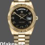 Super Clone Men's Rolex Day-Date-218238, 41mm, Yellow Gold, Wave Black Dial, Men’s Black