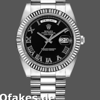 Super Clone Men's Rolex Day-Date-218239, 41mm, White Gold, Black Roman Numerals Dial, Men’s Black
