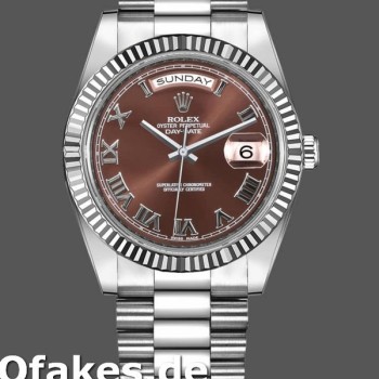 Super Clone Men's Rolex Day-Date-218239, 41mm, White Gold, Chocolate Brown Roman Numerals Dial, Men’s Chocolate Brown