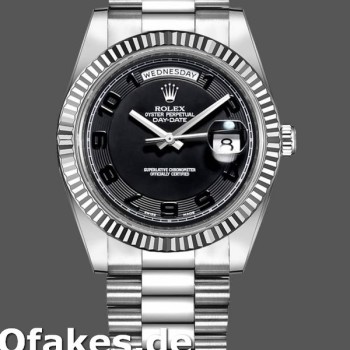 Super Clone Men's Rolex Day-Date-218239, 41mm, White Gold, Concentric Circle Dial, Men’s Black