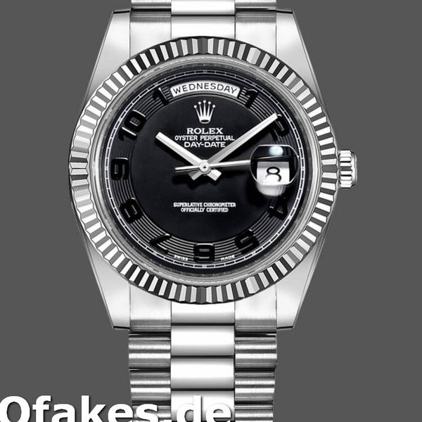 Super Clone Men's Rolex Day-Date-218239, 41mm, White Gold, Concentric Circle Dial, Men’s Black