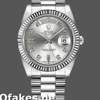 Super Clone Men's Rolex Day-Date-218239, 41mm, White Gold, Diamond Silver Dial, Men’s Silver